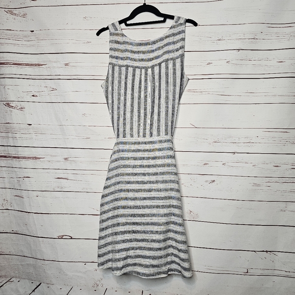 DREW Striped Morgan Tie Wrap Linen Blend Dress - Picture 3 of 11
